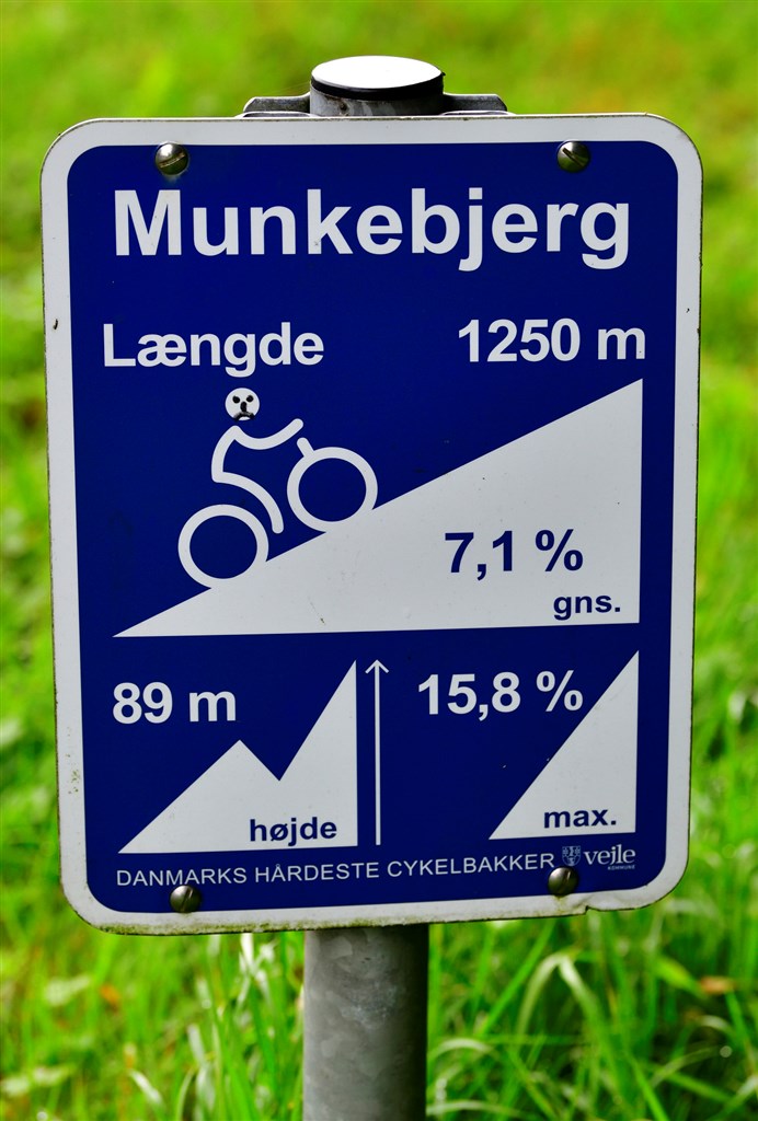 Stigningsprocenterne fejler ikke noget på Munkebjerg. For de ældste biler er det en ægte udfordring at komme op ad bjerget.
(Foto: Michael Eisenberg)